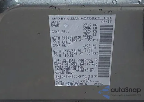 2018 Nissan Pathfinder Platinum from USA, damaged, VIN 5N1DR2MN2JC671237